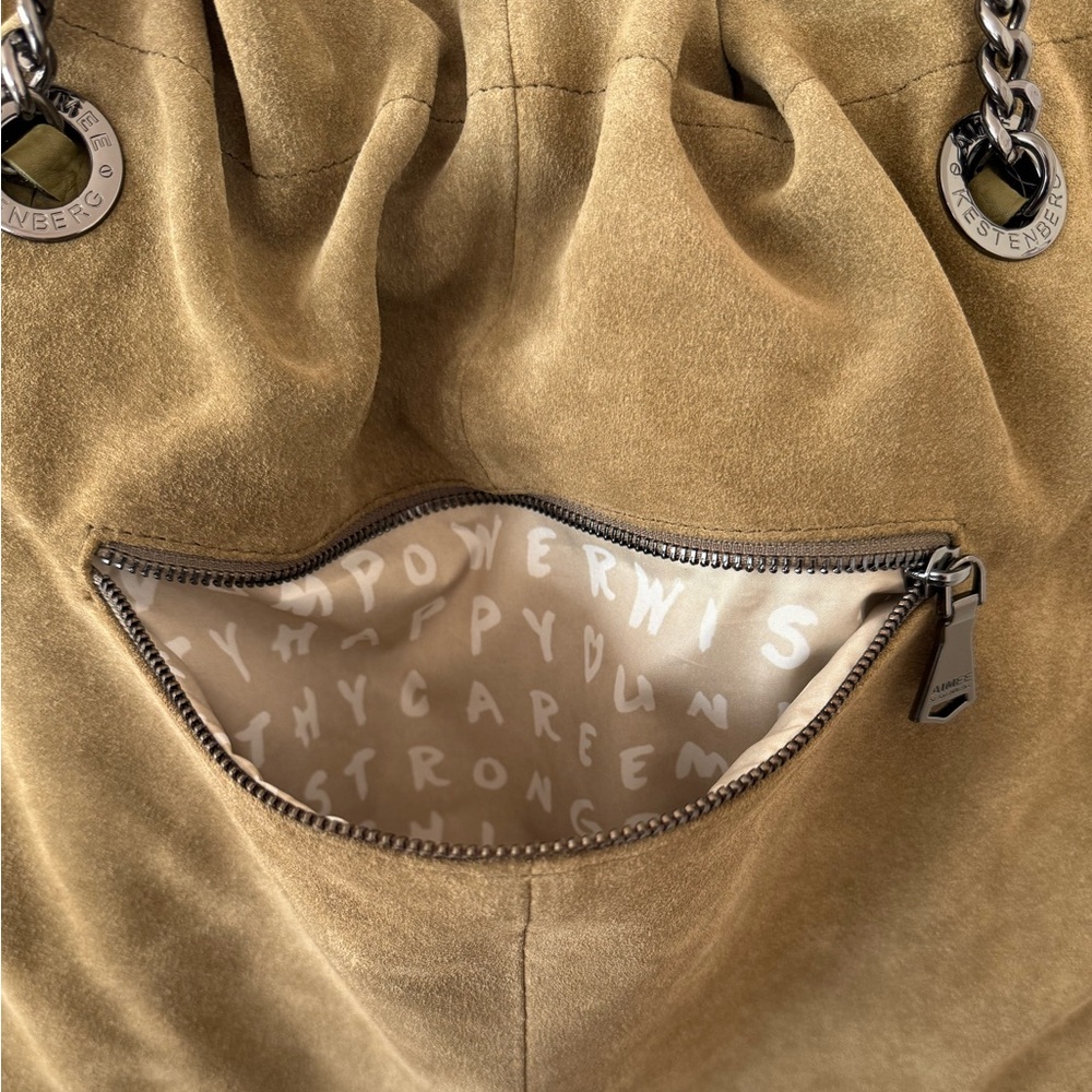 NWT Aimee Kestenberg Olive Green Suede Leather Tribeca Chain Tote Bag - Picture 10 of 16